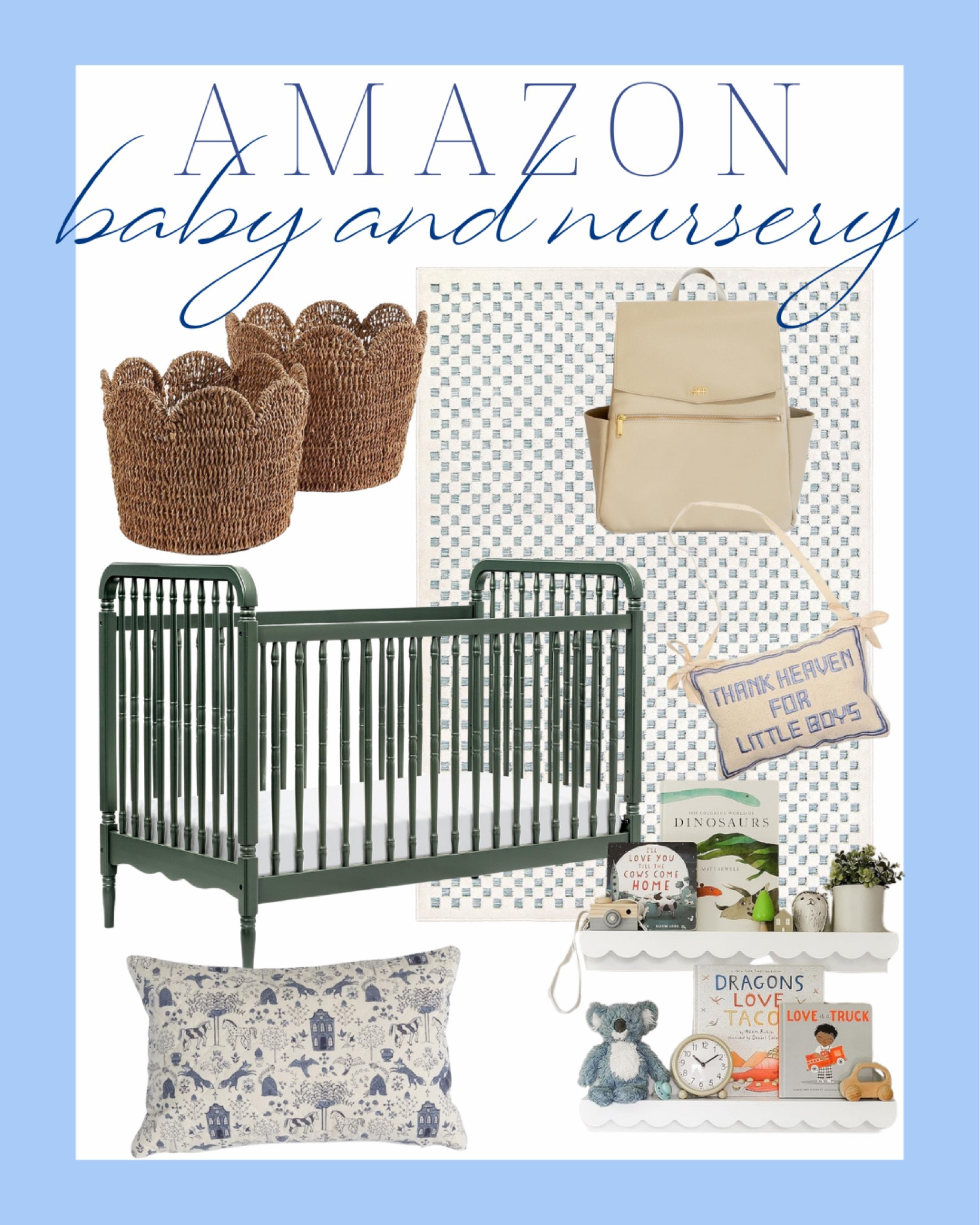 baby boy | boy's nursery | nursery decor | scalloped crib | scalloped dresser | gold lamp | brass floor lamp | scalloped rattan mirror | linen chair | glider | duck art | classic home | traditional decor | dresser | green crib | classic nursery | woven mirror | white dresser

#LTKhome #LTKbaby #LTKkids