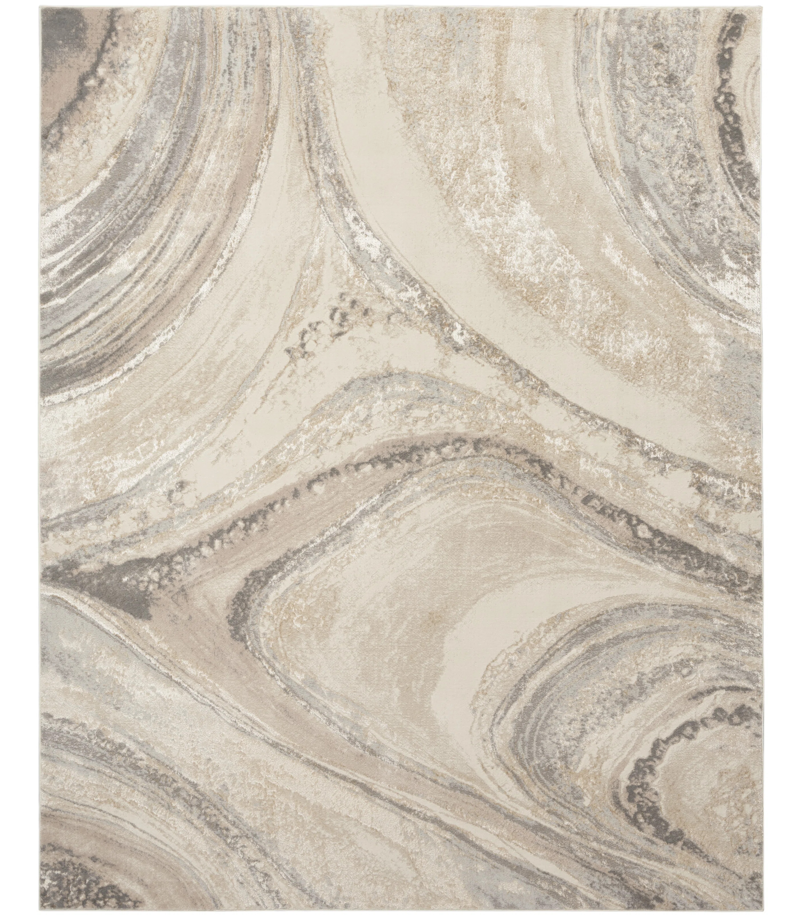 Abstract Machine Woven Area Rug in Cream/Grey | Wayfair North America