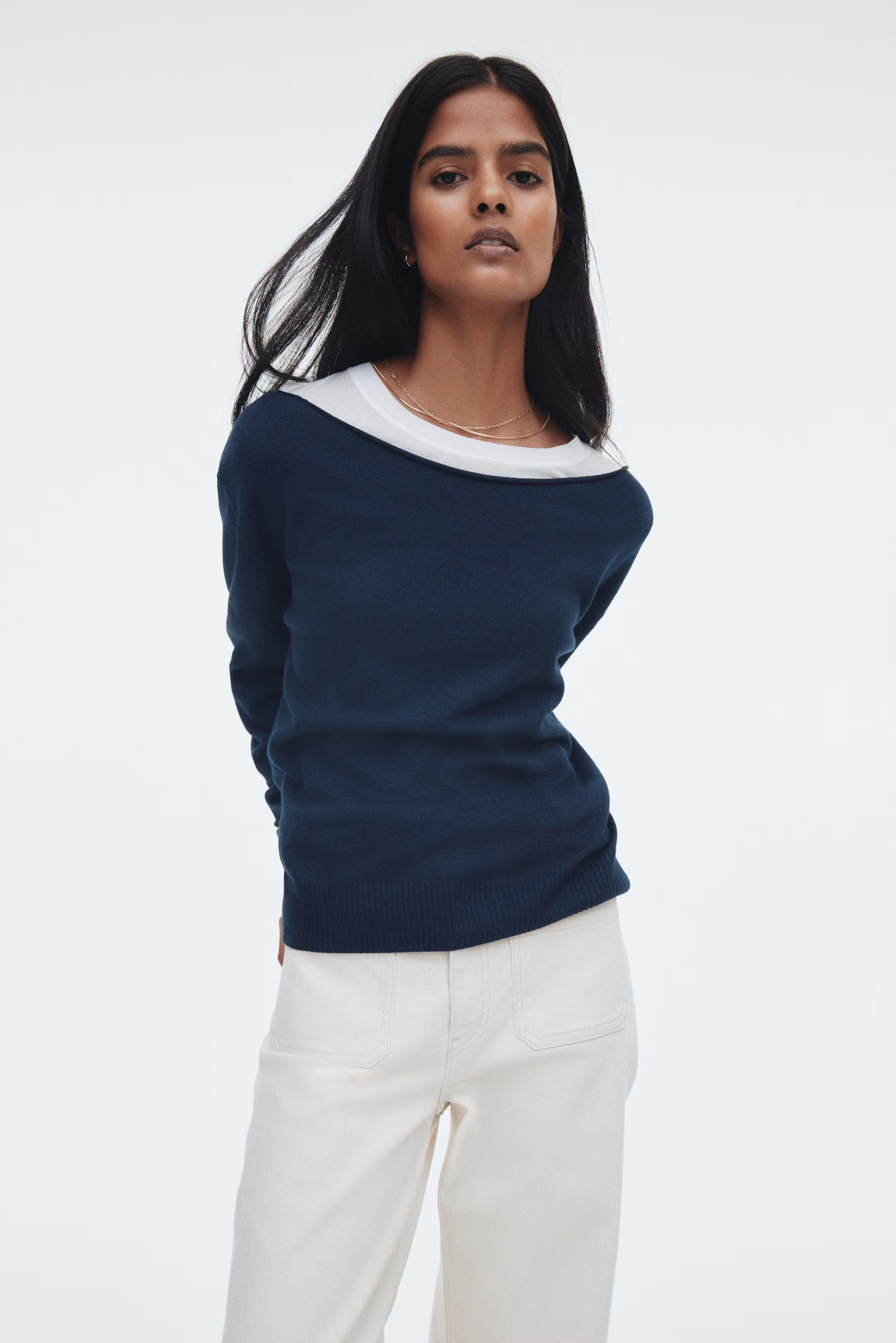 Off-the-Shoulder Sweater - Navy blue - Ladies | H&M US | H&M (US + CA)