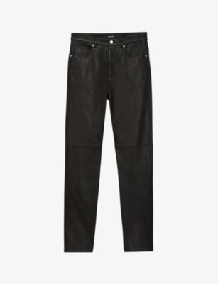 Mid-rise straight-leg leather trousers | Selfridges