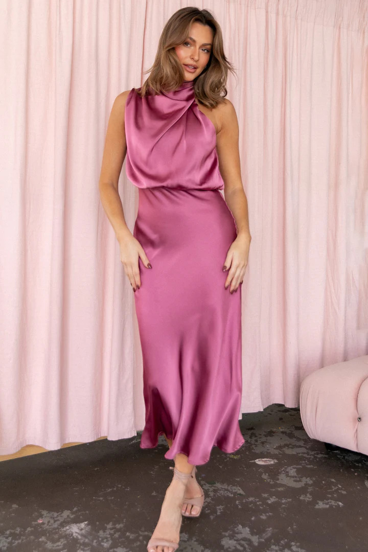 Anabelle Halter Neck Maxi Dress - Dusty Rose | Petal & Pup (US)
