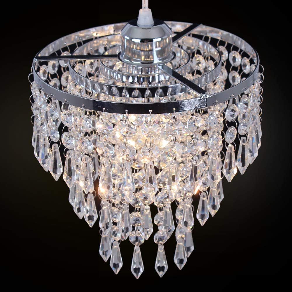FRIXCHUR Mini Crystal Chandelier Lighting Fixture Flush Mount Ceiling Light Shade Chrome Lampshad... | Amazon (US)