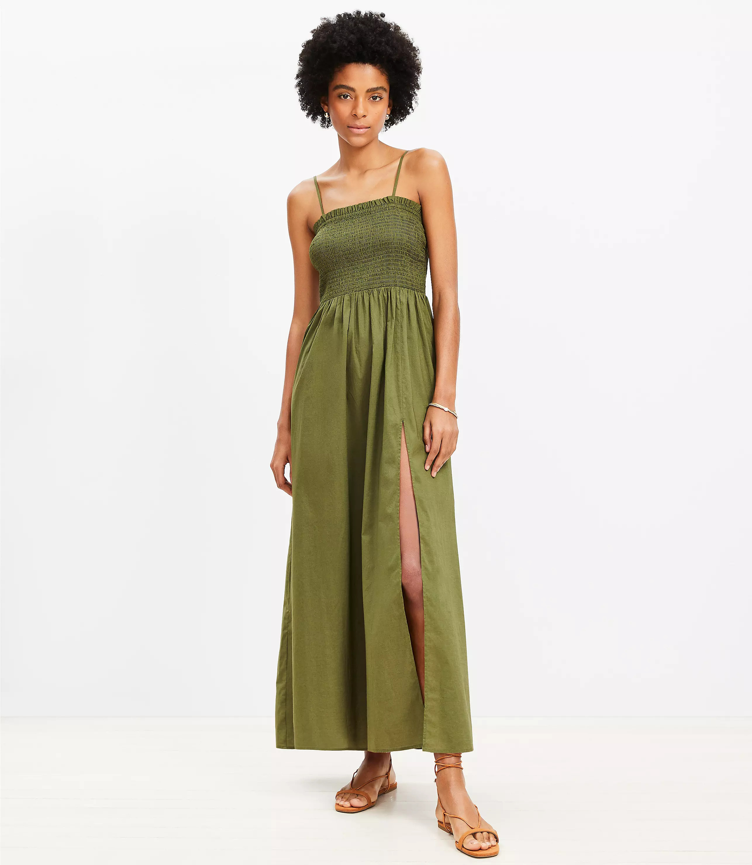 LOFT Smocked Cami Maxi Pocket Dress | LOFT