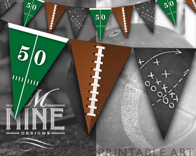 Football Pennant Banner Printables | Football Party Banner Downloads | Sports Party Printables | ... | Etsy (US)