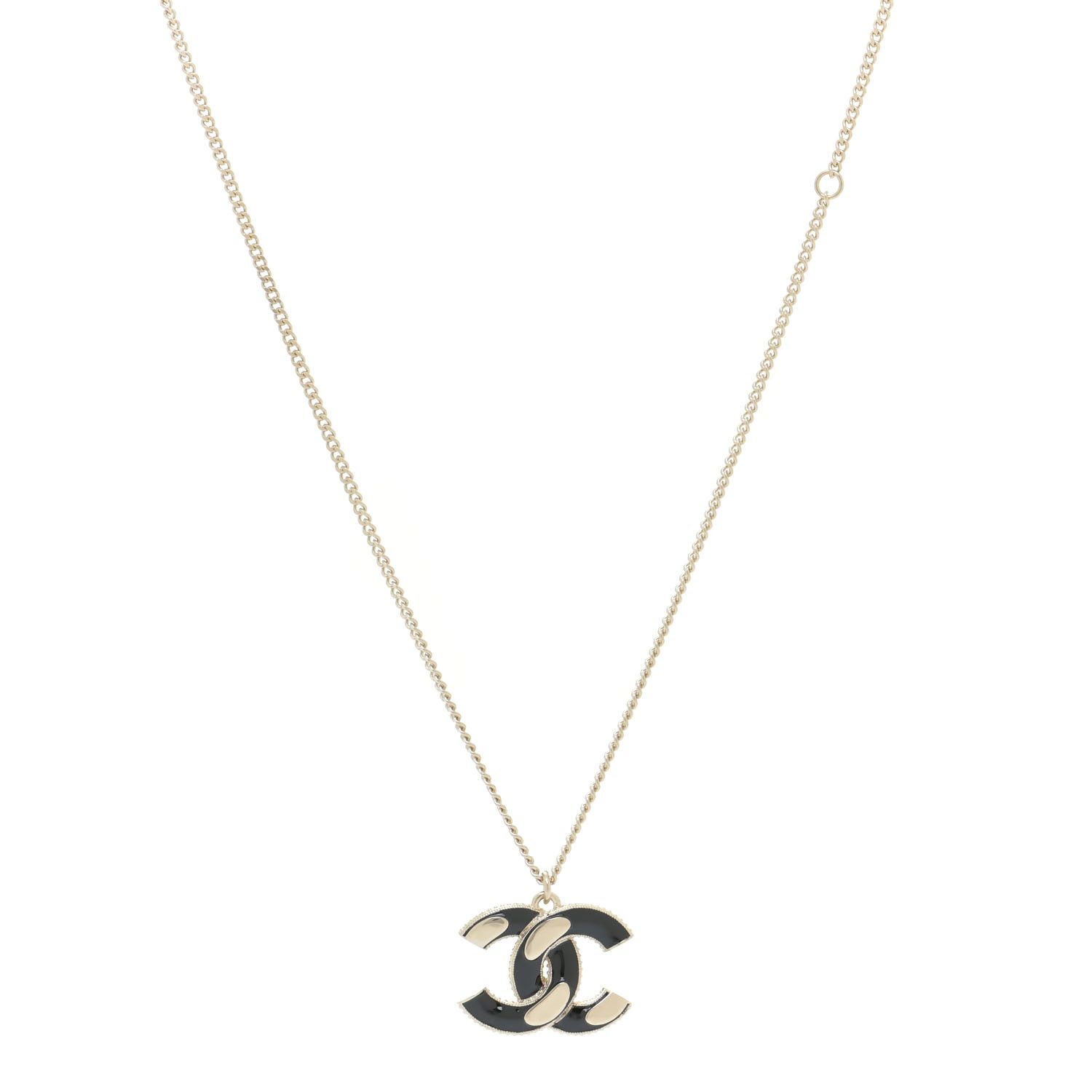 CHANEL

Enamel CC Pendant Necklace Black Light Gold | Fashionphile