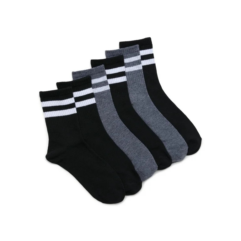 No Boundaries Fashion Rib Mid-Crew Socks, 6-Pack, Women's | Walmart (US)