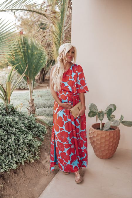 LOVED this one shoulder maxi dress on vacation! So flattering and bump friendly! Code BRIT15 for 15% off! #vacationdress #maxidress #bumpfriendly #maternity 

#LTKstyletip #LTKbump #LTKtravel