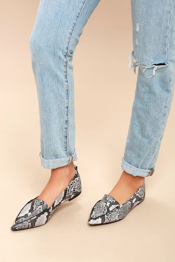 Emmy Natural Snake Pointed Loafers | Lulus (US)
