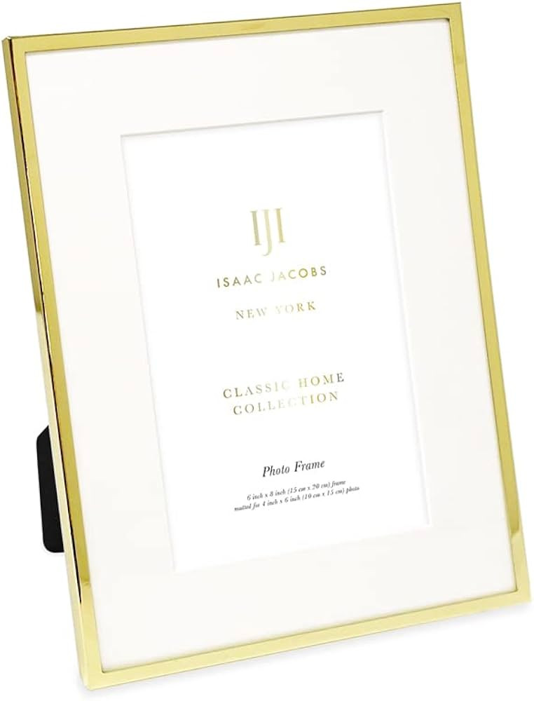 Isaac Jacobs 6x8 (Matted 4x6) Gold Metal Picture Frame, Classic Metal Photo Frame Made For Tablet... | Amazon (US)