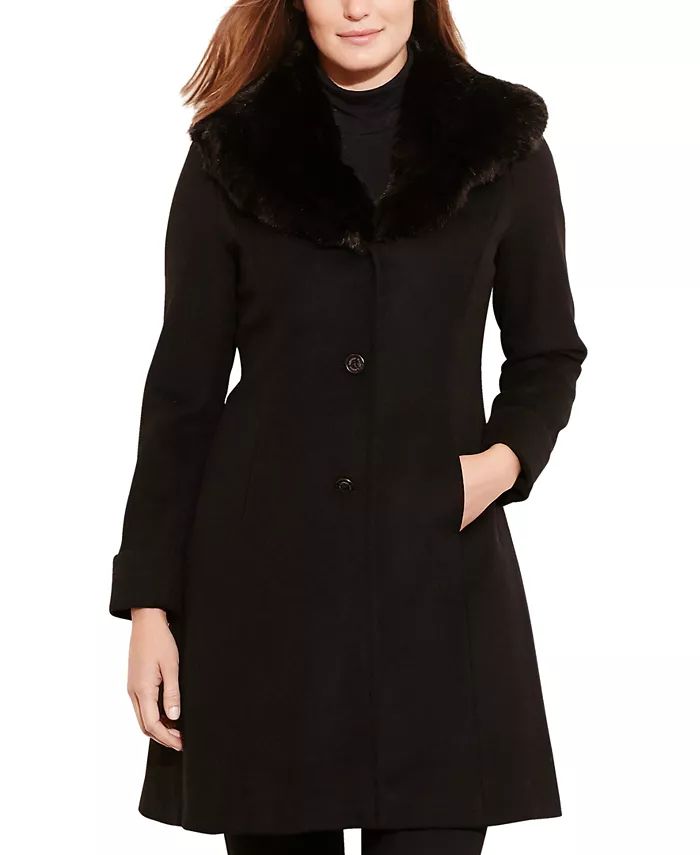 Women's Faux-Fur-Trim Walker Coat, Created for Macy's | Macys (US)