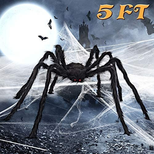 ALLADINBOX Halloween Hairy Scary Virtual Realistic Posable Spider Black - Indoor Outdoor Yard Fur... | Amazon (US)