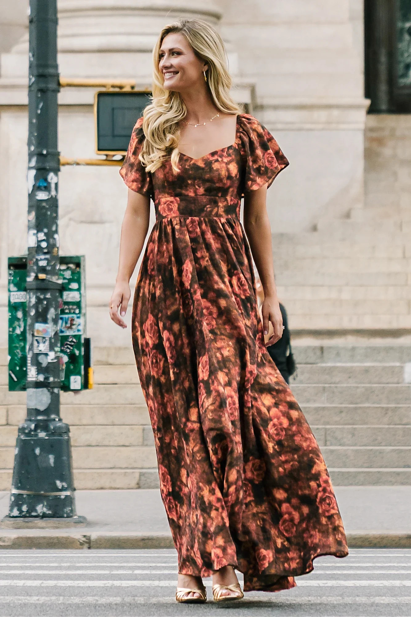Astor Maxi Dress | Dark Rust Floral | Baltic Born