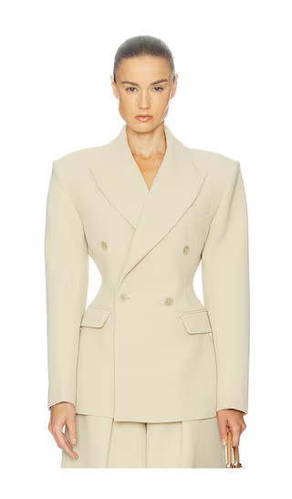 NEW
    
    
    
        
        The Double Breasted S Curve Jacket in Very Heavy Crepe in Whe... | Revolve Clothing (Global)