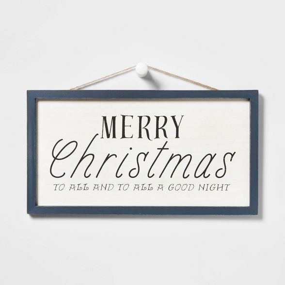 Merry Christmas with Black Wood Frame Hanging Sign - Wondershop™ | Target