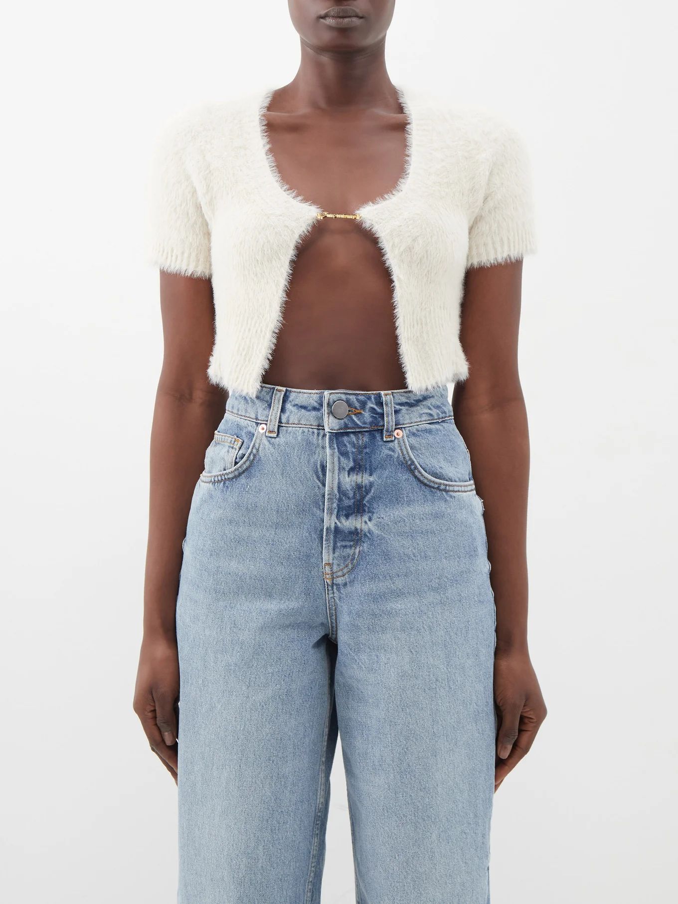 Neve cropped textured-knit cardigan | Matches (US)