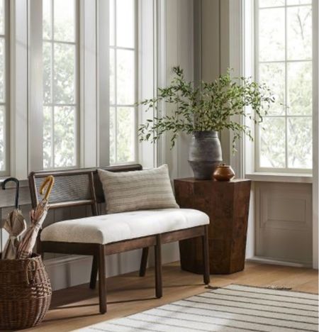 Love the deep tone in this caned bench from Target 

#LTKfindsunder100 #LTKstyletip #LTKhome