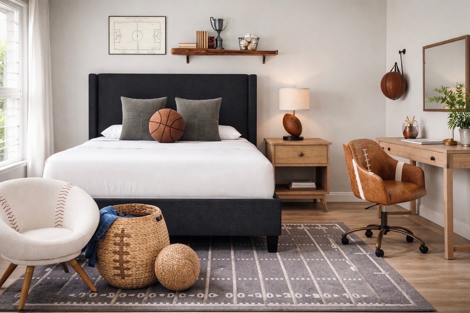 Teen Boy Bedroom Ideas - Sports Themed Room Decor

Sports-inspired boys bedroom decor, neutral kids bedroom ideas, modern boys room, sports themed bedroom, basketball bedroom decor, football decor, neutral kids room, modern farmhouse kids room, boys room inspiration, cozy kids bedroom, upholstered bed frame, neutral bedding, wood nightstand, kids desk setup, study space for kids, sports wall art, boys bedroom design, athletic themed room, minimalist boys room, neutral rug, woven basket storage, kids room organization, stylish boys bedroom, home decor inspiration, teenage boy room, Pottery Barn

#home #teen #teenageboy #homedecor #kids

#LTKHome #LTKKids