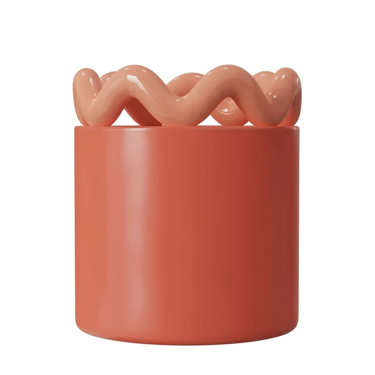 Mainstays Peyson 6" x 6" x 6.9" Round Coral Bisque Ceramic Planter | Walmart (US)