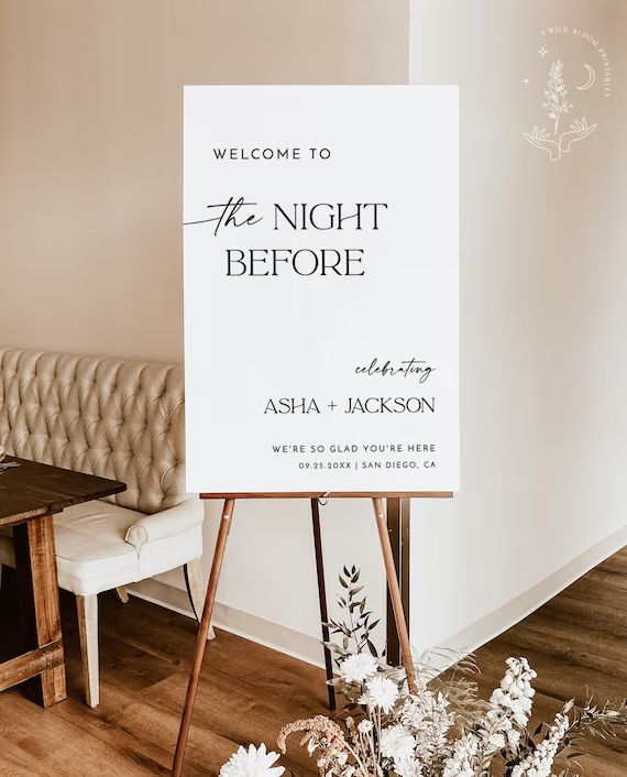 Minimalist Rehearsal Dinner Welcome Sign | We're So Glad You're Here | Modern Wedding Rehearsal W... | Etsy (US)