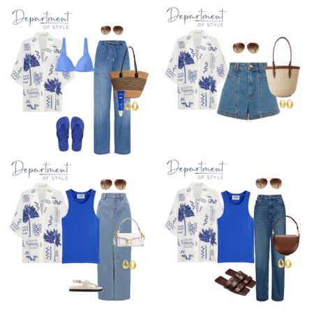 While I always love classic pieces a statement shirt is a great addition to give your outfits variety. 

Here’s a gorgeous white and blue shirt, that could be worn buttoned up or open over swimwear or a tank.

4 fun outfit ideas 💙

#LTKsalealert