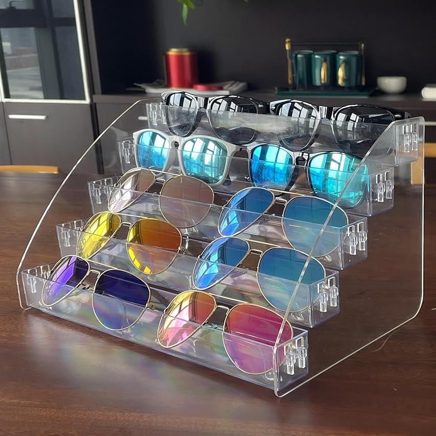 MineSign Sunglasses Organizer Clear Eyeglasses Display Case Eyewear Storage Tray Box For Glasses Tab | Amazon (US)