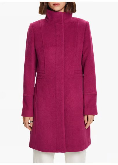 MANTEAU COL MONTANT DROIT EN LAINE RECYCLÉE MÉLANGÉE DARK PINK ESPRIT - FEMME | Place des Tend... | Place des tendances (FR)