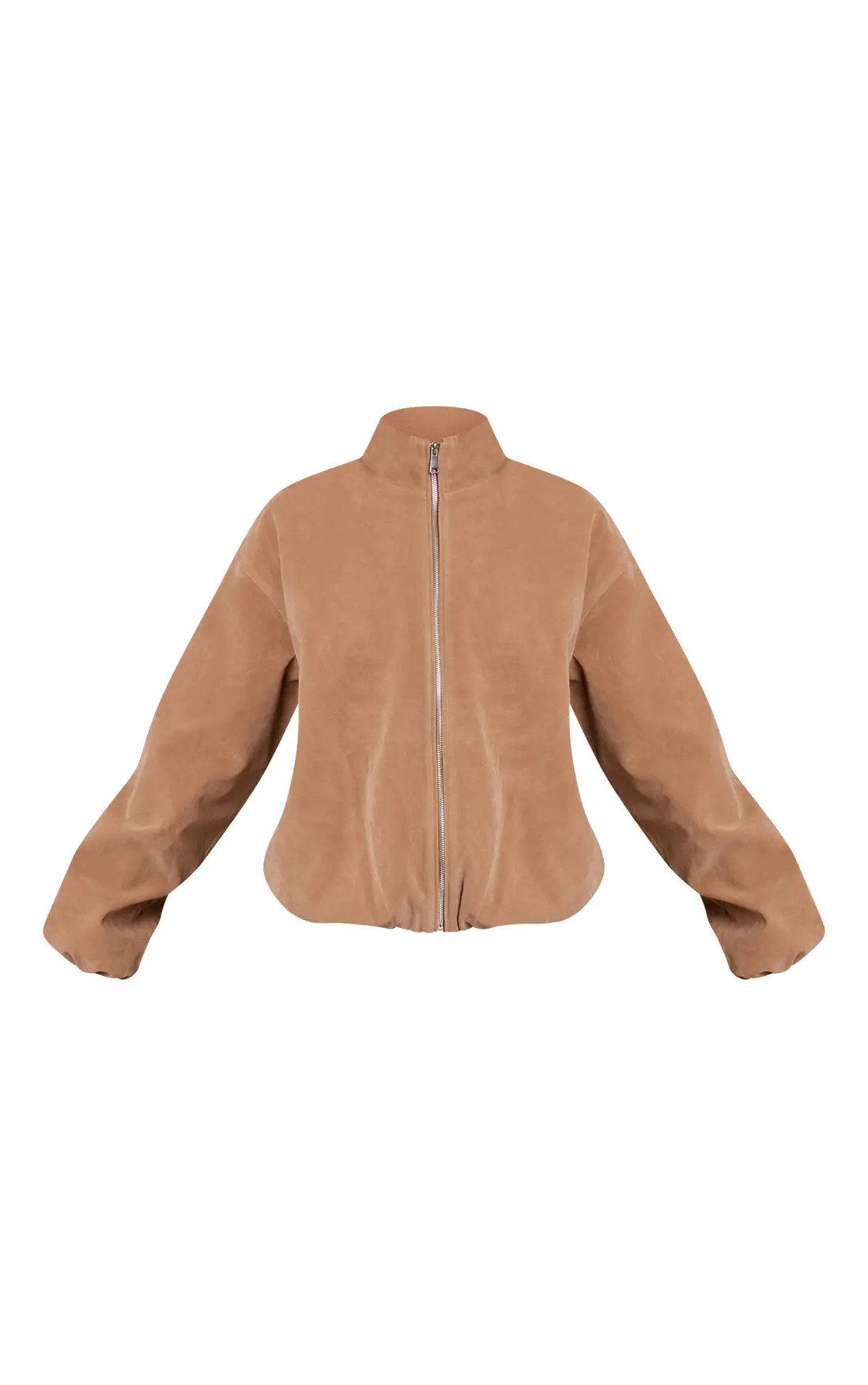 Sand Faux Suede Bomber Jacket | PrettyLittleThing | PrettyLittleThing UK