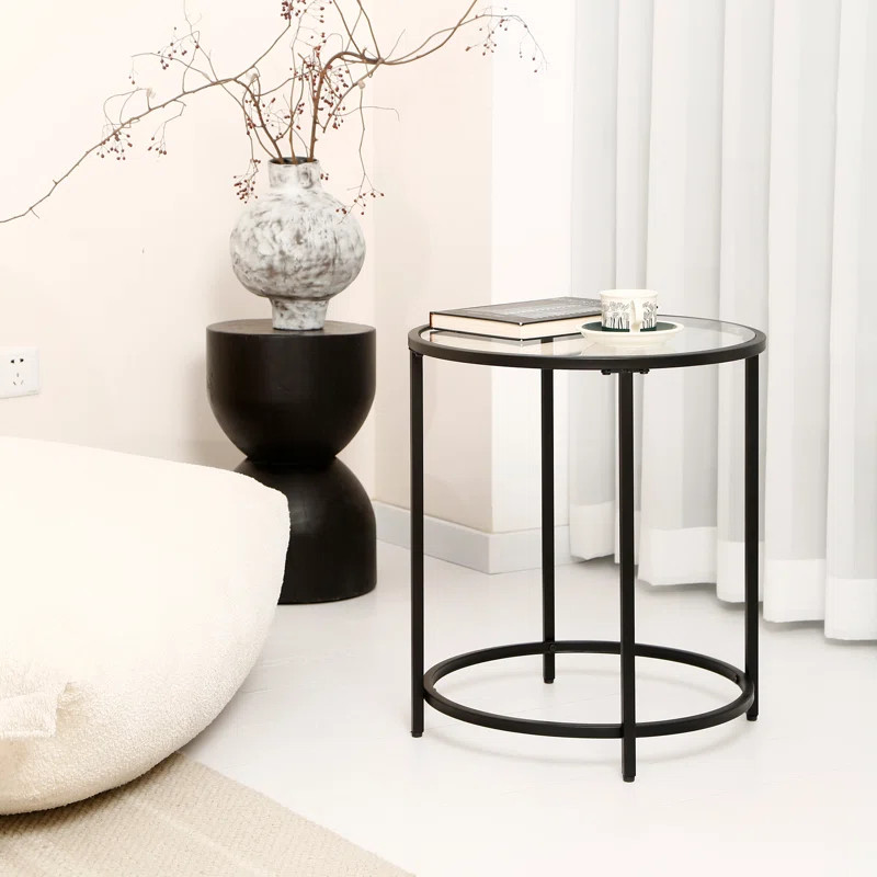 Ebern Designs Round Glass Top End Side Table & Reviews | Wayfair | Wayfair North America