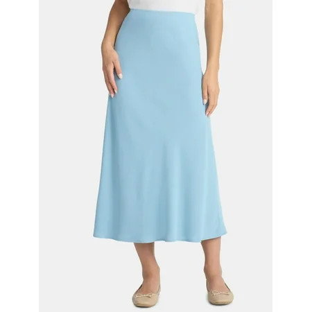 Time and Tru Women's Midi Pull On Slip Skirt, Sizes XS-XXXL | Walmart (US)