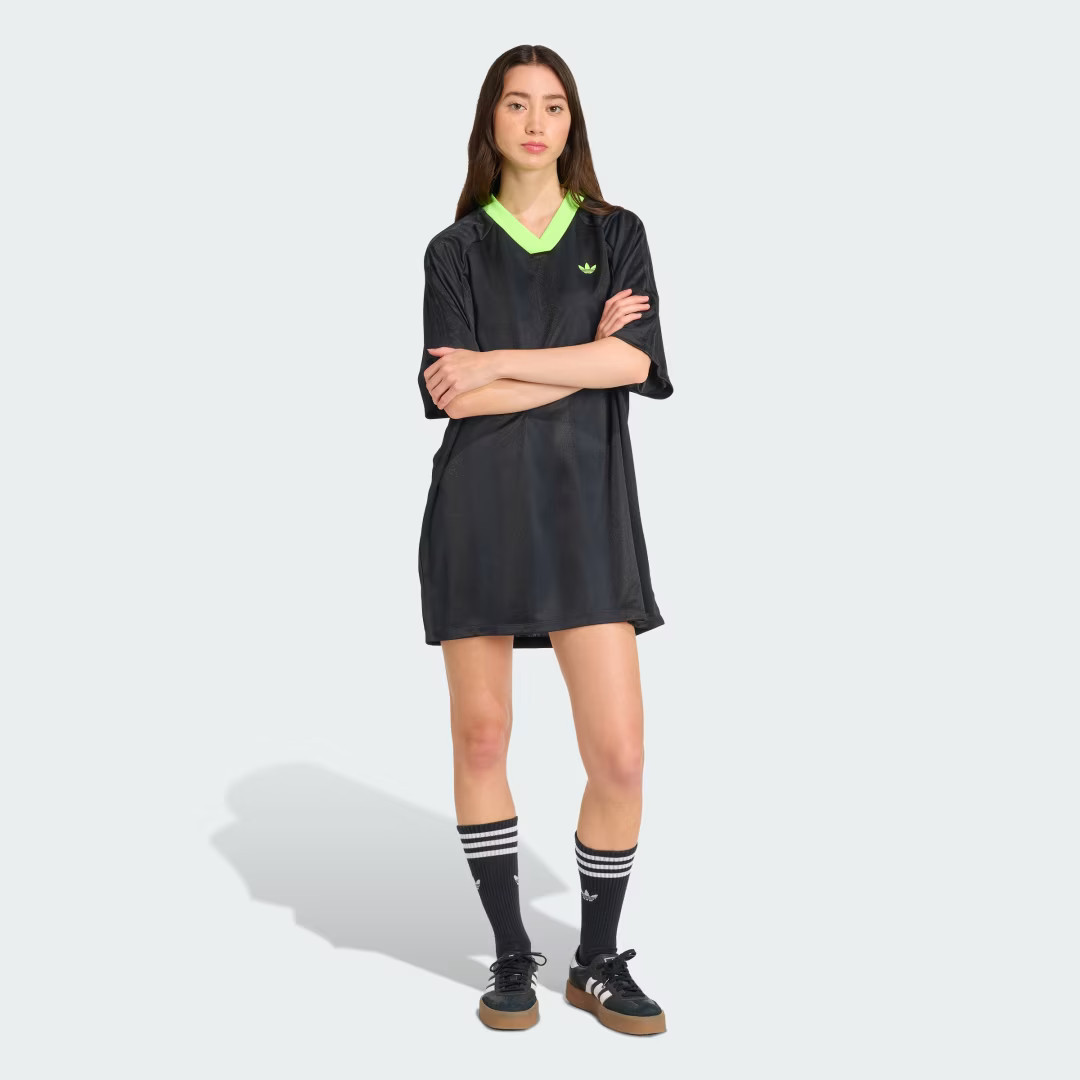 adidas Adicolor Soccer Jacquard Oversize Dress Black S Womens | adidas (US)