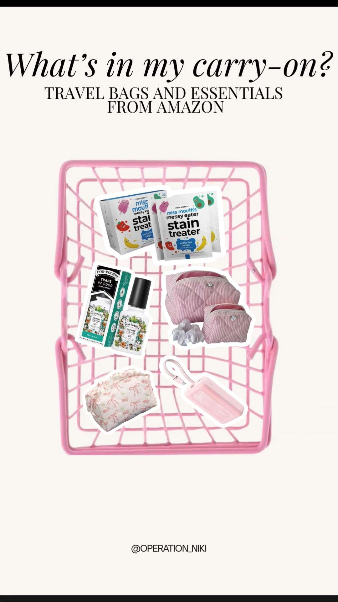 Ever wonder what’s in my carry-on? ✈️ I’ve rounded up my favorite travel bags and essentials from Amazon that make every trip smoother. Staying organized on the go is a priority, and these finds keep everything in reach.

From Miss Mouth’s Stain Treater for spills to chic quilted pouches for skincare, these are game-changers. Don't forget a portable power bank to stay charged! ☁️💖

Follow for more @OPERATION_NIKI on IG, TikTok, & Facebook

#WhatInMyBag #CarryOnEssentials #TravelHacks #AmazonTravel #OperationNiki #TravelMustHaves #SpringTravel 

 #LTKTravel