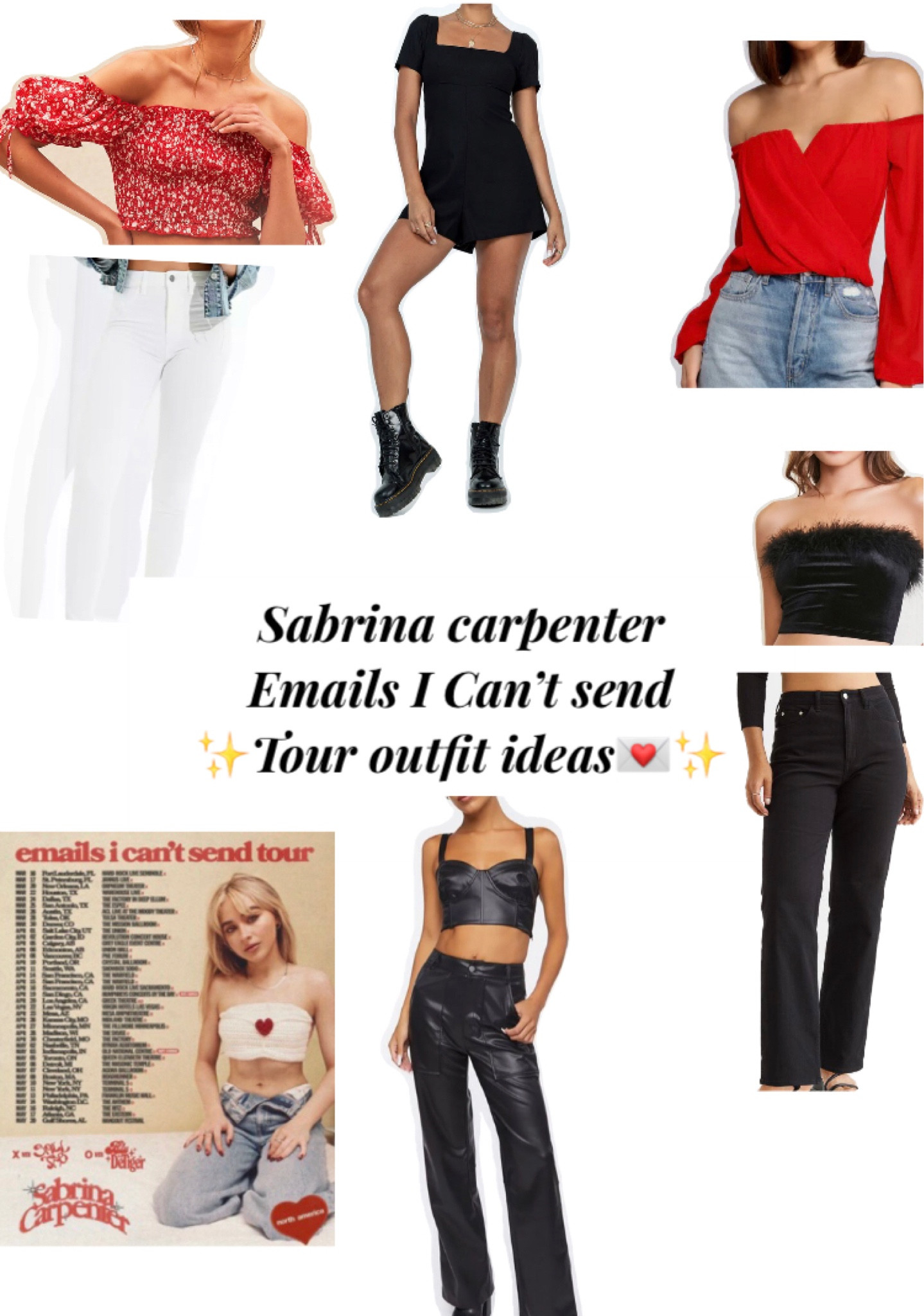 Sabrina carpenter concert outfit ideas💌✨ #concertoutfits #sabrinacarpenterconcertoutfit #emailsicantsendtouroutfits #concertoutfitinspo