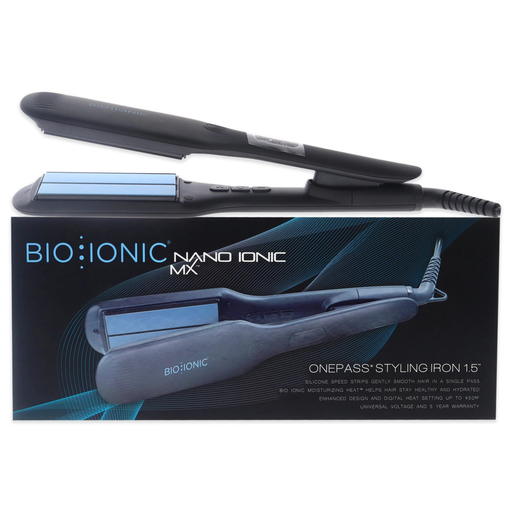 Onepass Nanoionic MX Styling Iron - Black Z-FGTST-OP-1.5LM by Bio Ionic for Women - 1.5 Inch Flat Iron | Shop Simon