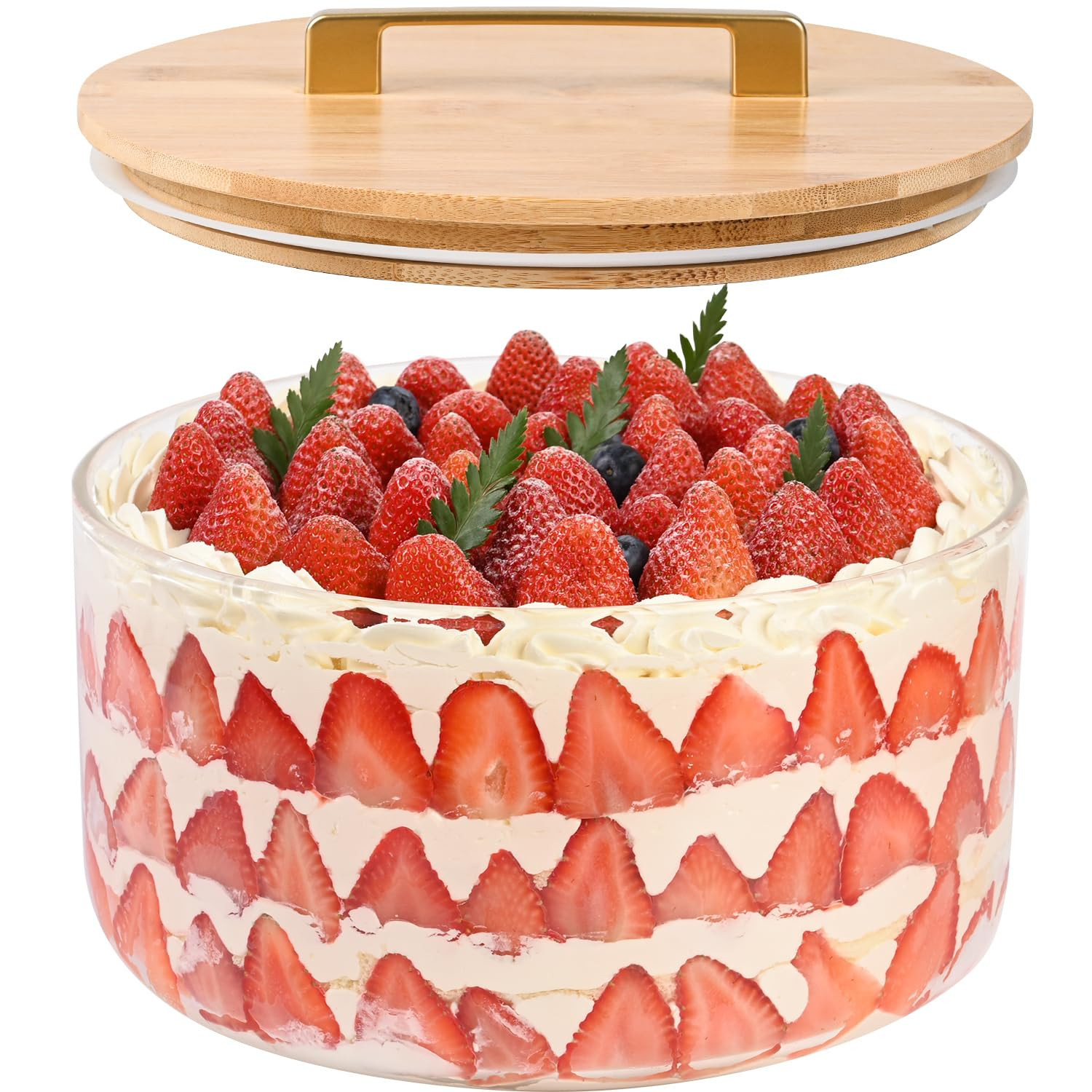 Large Salad Bowl, 10 inch Trifle Bowl Glass with Sealed Lid, Versatile Mixing and Serving Bowl fo... | Amazon (US)