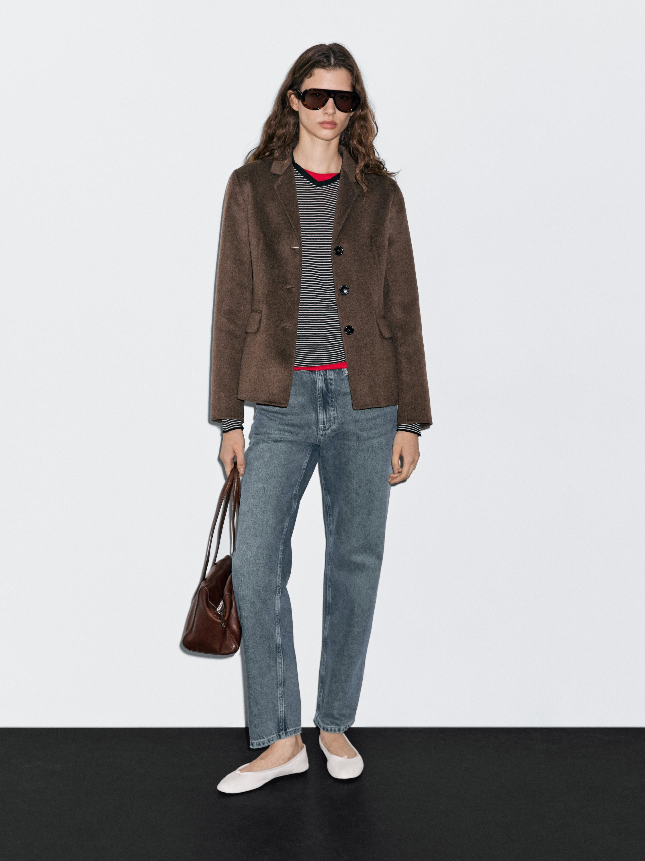 Wool blend blazer with tailored collar | Massimo Dutti UK