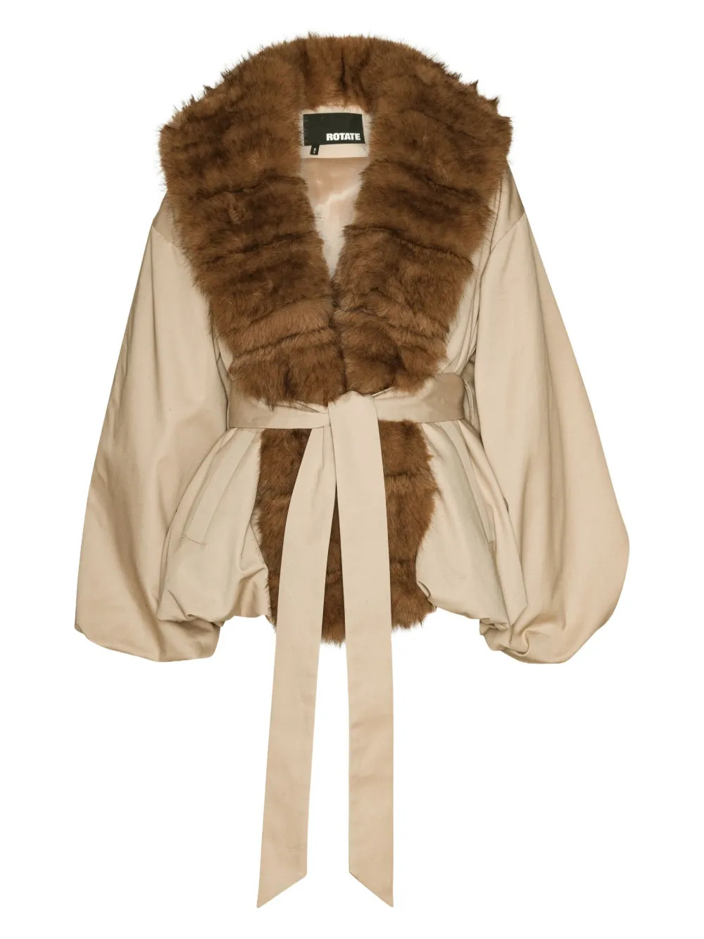 ROTATE BIRGER CHRISTENSEN trimmed-collar Belted Jacket | Neutrals | FARFETCH | Farfetch Global
