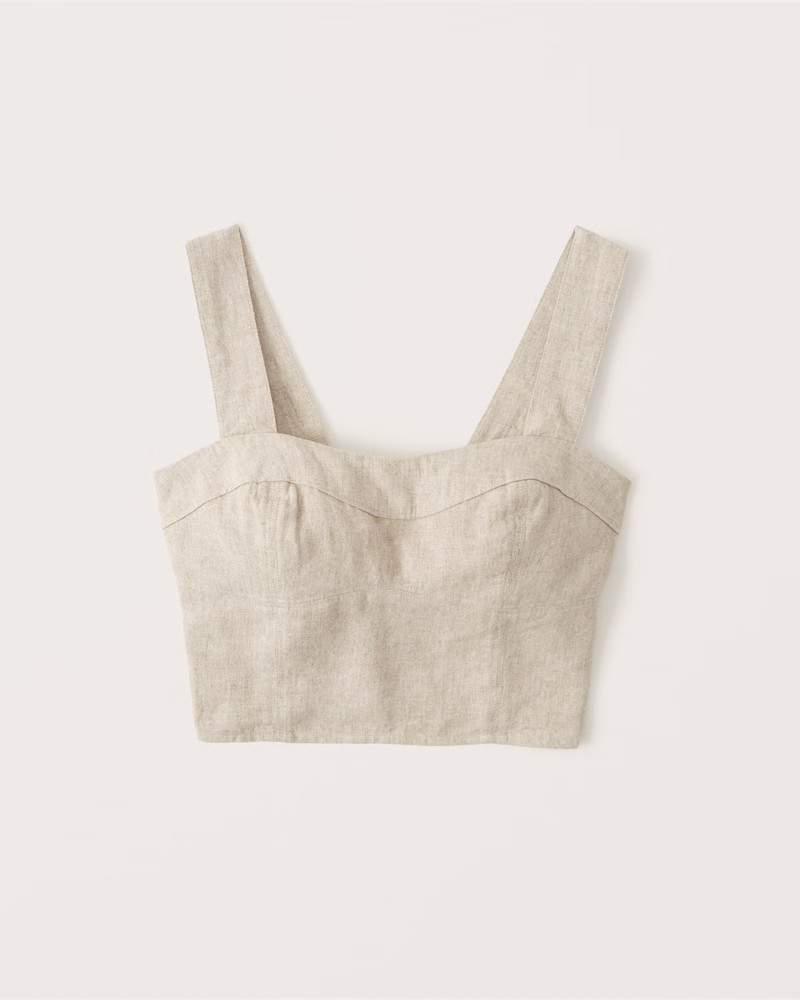 Linen-Blend Corset Top | Abercrombie & Fitch (US)