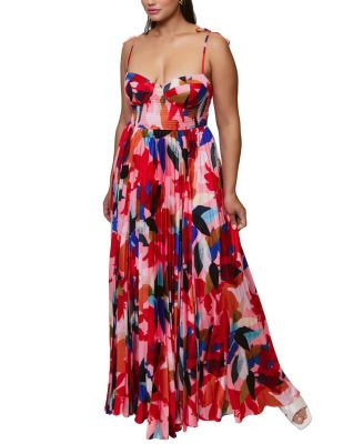 Plus Size Ayla Floral Pleated Long Dress | Bloomingdale's (US)