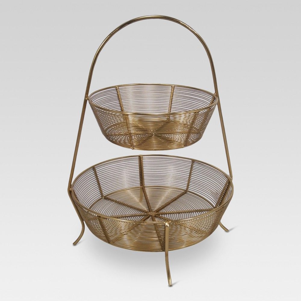 2-Tier Gold Plated Wire Basket - Threshold | Target