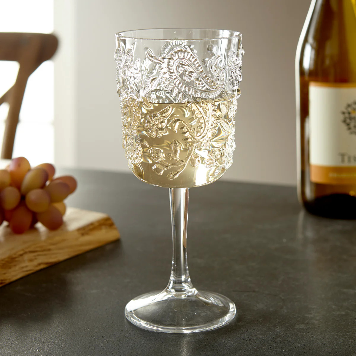 Paisley Stemmed Glass | Clear Home Decor