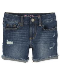 Girls Distressed Denim Midi Shorts | The Children's Place