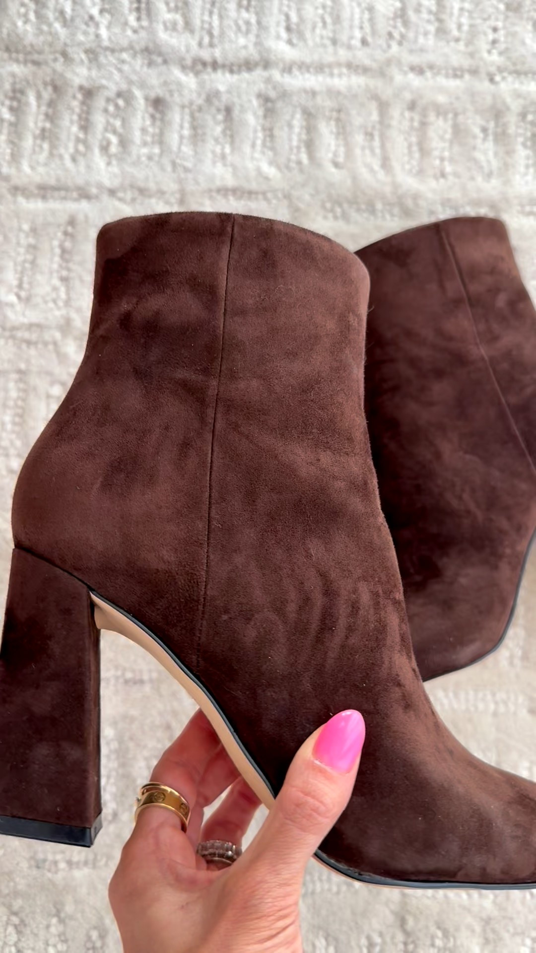 The perfect chocolate brown suede almond toe bootie to wear with everything! Currently 25% off!! True to size 

#LTKSaleAlert #LTKPetite