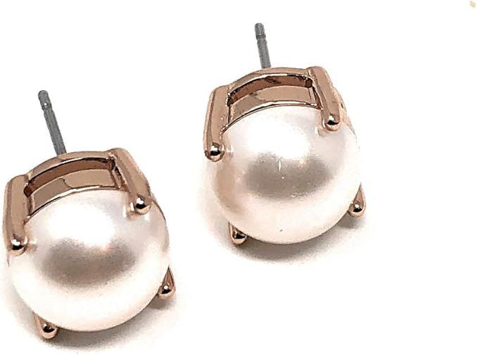 Kate Spade New York Kate Spade Pearl Stud Blush Rose Gold Tone Earrings, Small | Amazon (US)