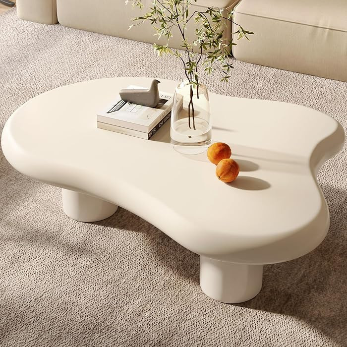 Cloud Coffee Table, 46" Irregular Wavy Center Table, Modern Aesthetic Accent Table for Living Roo... | Amazon (US)