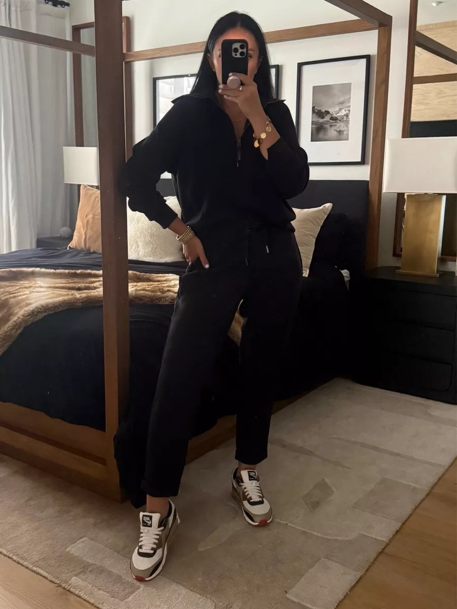 SPANX® AirEssentials Half Zip wearing size medium now $79. Spanx AirEssentials Tapered Pants wearing size medium now $49  Nike Air Max 90 Women's Shoes size down 1/2 size.