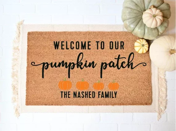 Hello Autumn Welcome Doormat, Fall Leaves Themed Door Mat, Autumn Seas -  customoutpost