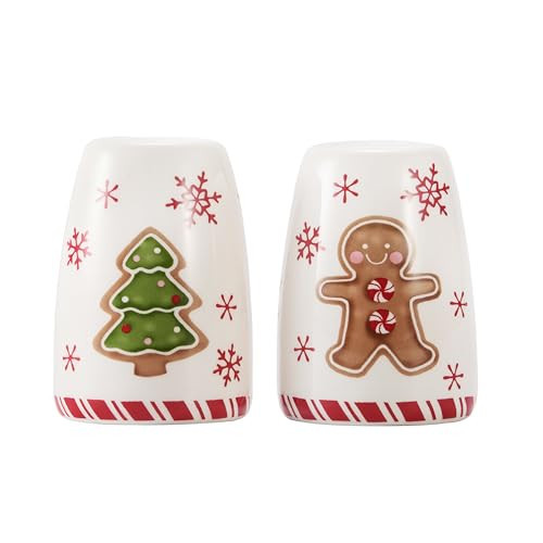 Bico Traditional Gingerbread Man Ceramic Salt & Pepper Shaker Set, for Kitchen or Decor, Dishwasher Safe | Amazon (US)