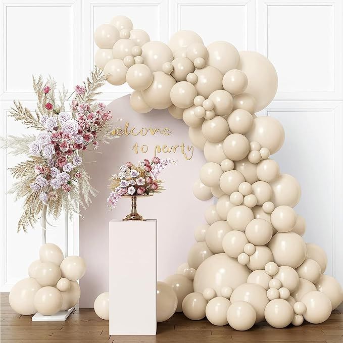 Cream Balloons, Beige Balloon Arch Kit 102pcs Sand White Balloons 5inch 10inch 12inch 18inch Diff... | Amazon (UK)