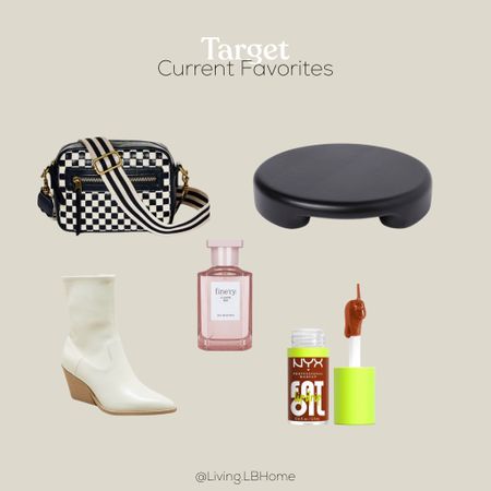 My favorite staples from Target that I am loving right now! The cowgirl booties are so comfortable and they look cute dresses up or down👏🏼 and that checkered cross body bag is so freaking good! Grab it before they sell out I swear!!!!! 🤍 if you’re not sold on the single Fran grande there is a sample of all the finery feagrances to try them all 

#LTKsalealert #LTKHoliday #LTKGiftGuide