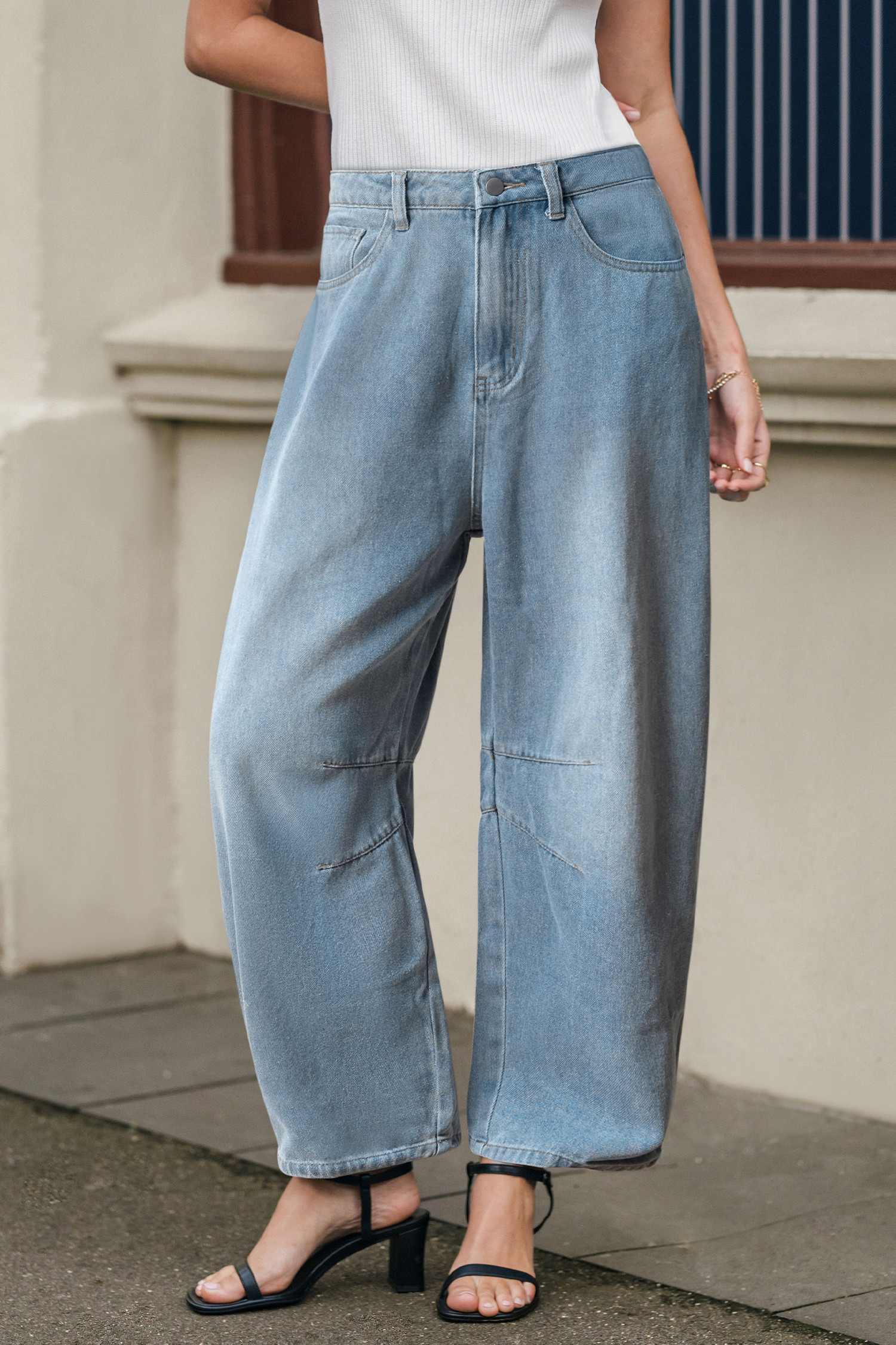 Uptown Barrel Blue Jeans | Cupshe US